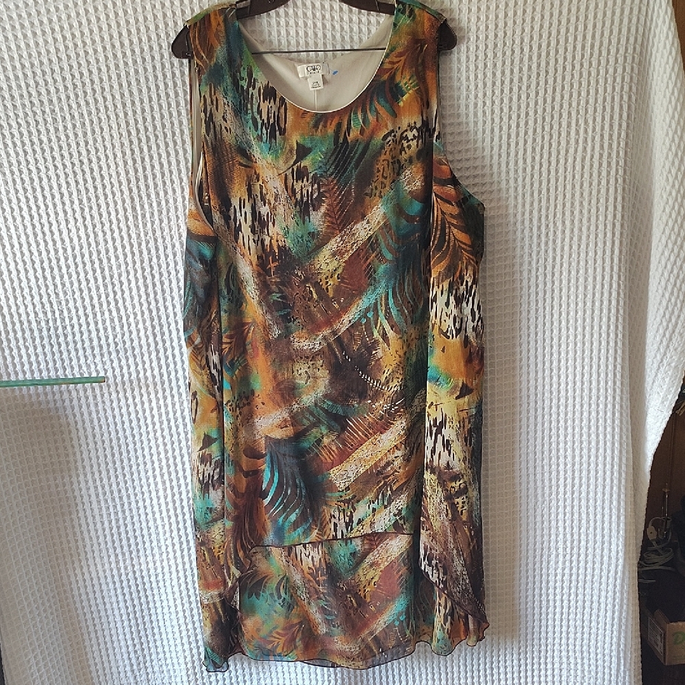 Cato Elegant 24W Safari Summer Dress W Built In Slip